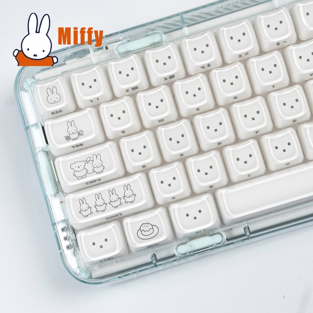 Pc Gaming Essentials - かわいいミッフィーキーキャップかわいいウサギのキーキャップメカニカルキーボードに適したクロス軸MAOプロファイルゲームオフィスPCゲーマーギフト