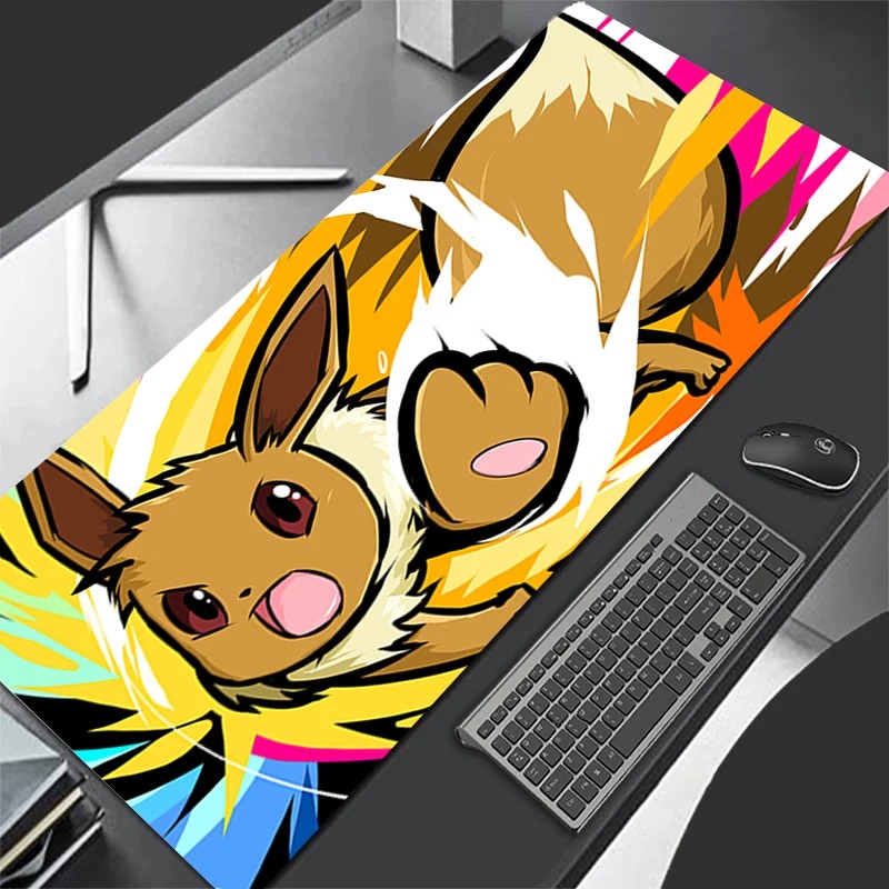 Pc Gaming Essentials - P-ポケモン イーブイ アニメ ゲーミングマウスパッド、拡張ノンスリップデスクマットキーボードパッド PC ラップトップ