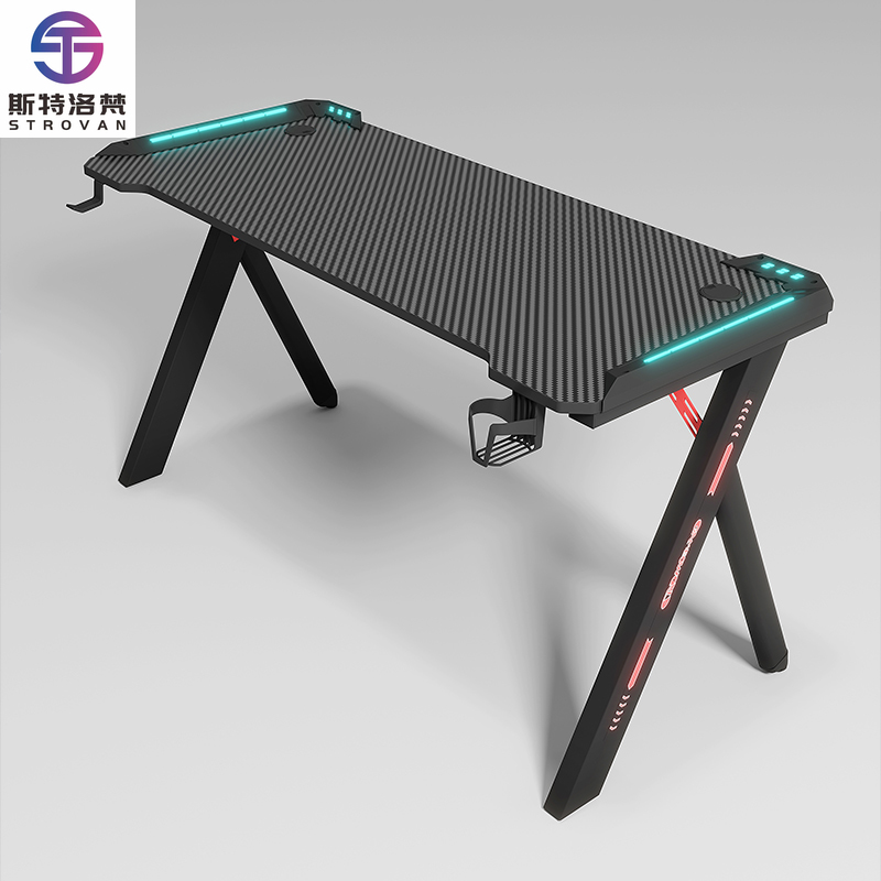 Pc Gaming Cafe - 黒色のモダンなゲーミングテーブル、PC eスポーツコンピューター、電子調整可能なゲーミングデスク（PCゲームカフェテーブル用）