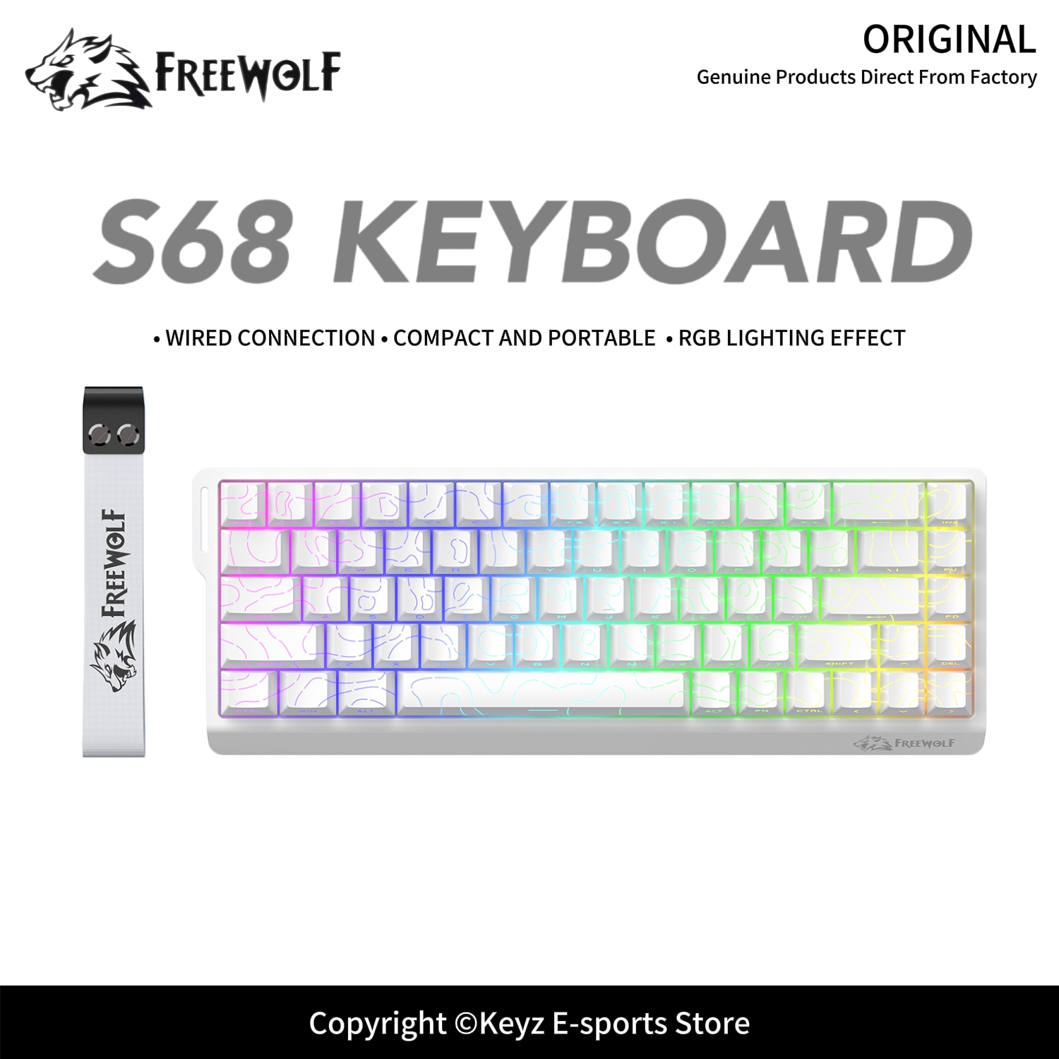 Anti-Ghosting Keyboard - FREEWOLF S68 有線ゲーミングメンブレンキーボード 68キー RGBバックライト コンパクト