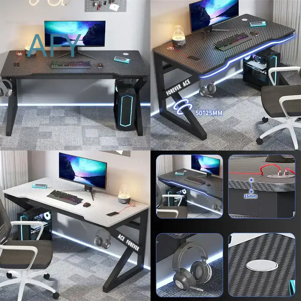 Pc Gaming Cafe - シンプルなインターネットカフェコンピューターデスク、デスクトップPC用オフィス家具、学生の寝室用学習机、家庭用ゲームテーブル、カーボン