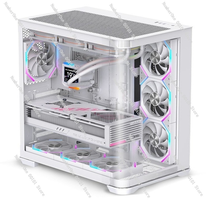 Pc Gaming Cafe - 曲面強化ガラス製ゲーミングATX PCケース、ワイドボディデスクトップコンピュータータワー、eスポーツ/インターネットカフェセットアップ用、高気流シャーシ