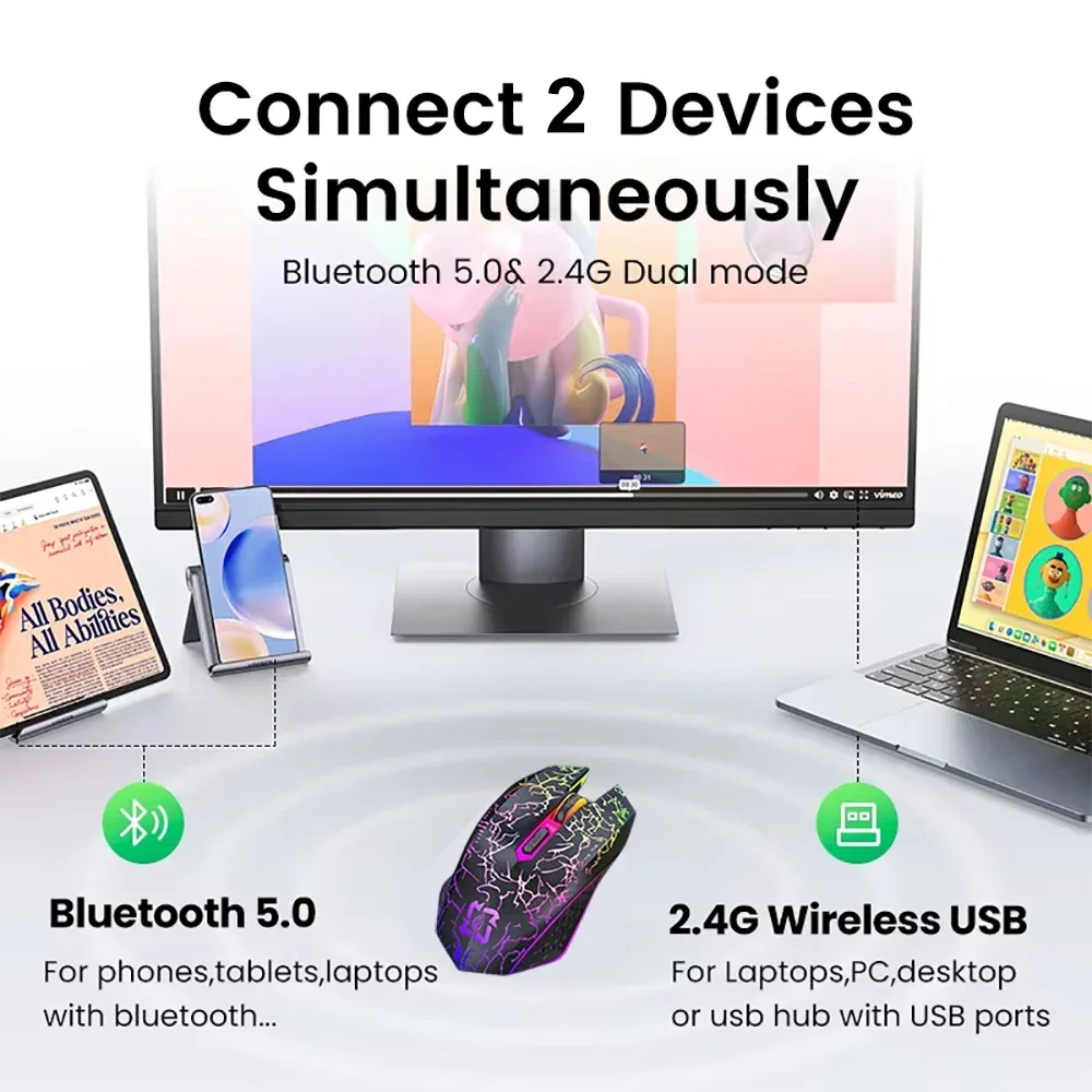 Bluetooth 5.2 マウス RGB 2.4 グラムワ - Pc Gaming Lenovo のレビューと価格