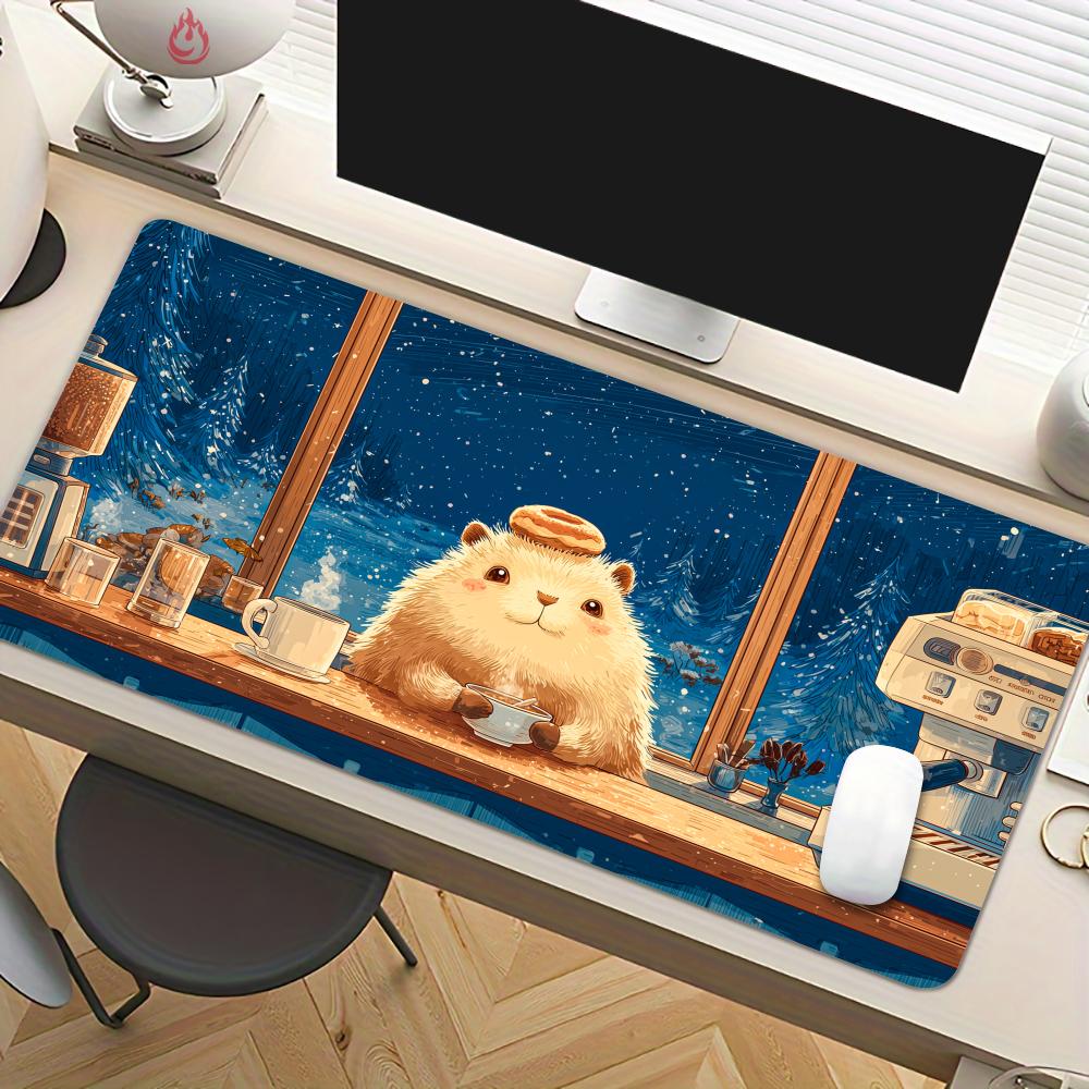 冬のカフェとカピバラマウスパッドデスクマット大型コンピュータ - Pc Gaming Cafe のレビューと価格