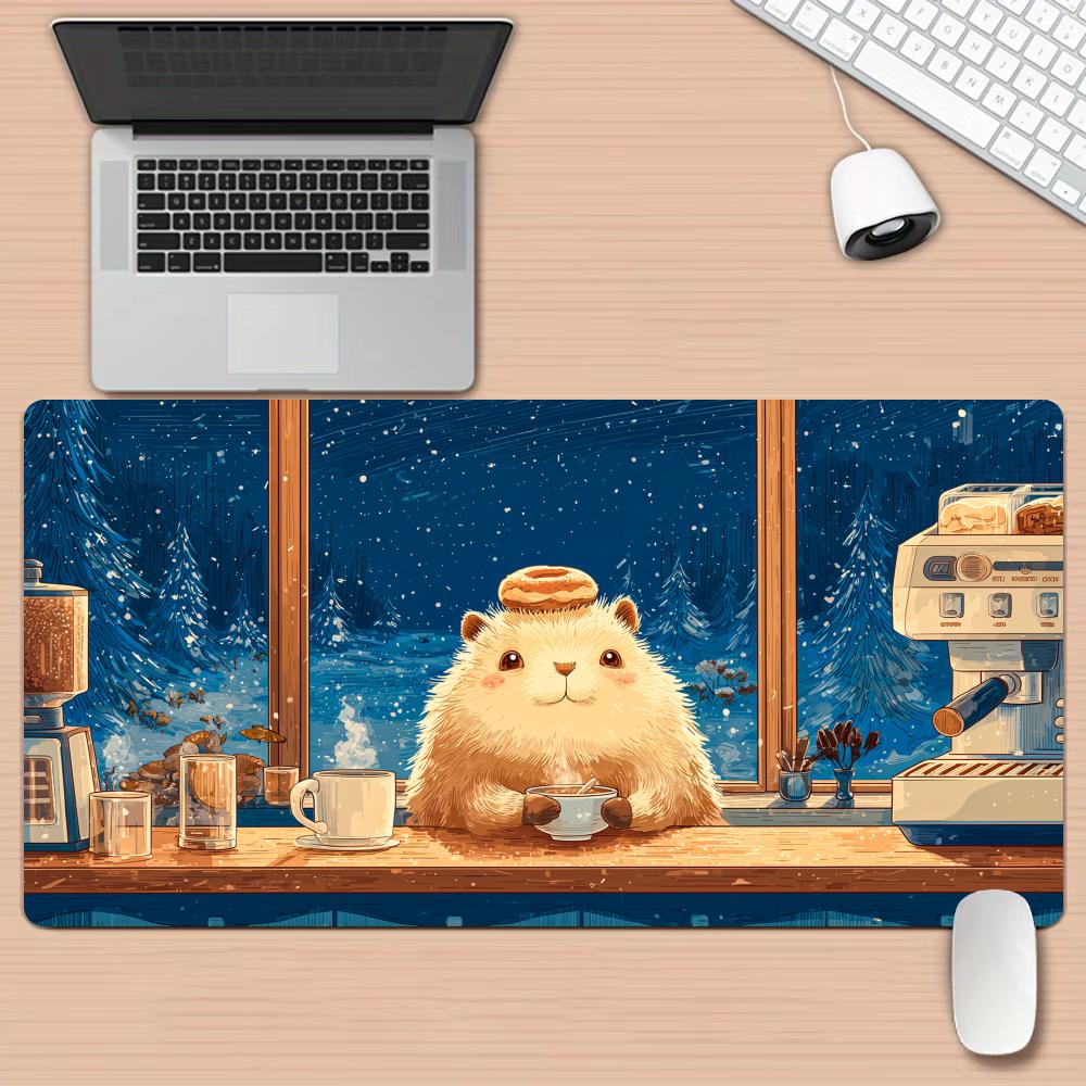 冬のカフェとカピバラマウスパッドデスクマット大型コンピュータ - Pc Gaming Cafe のレビューと価格