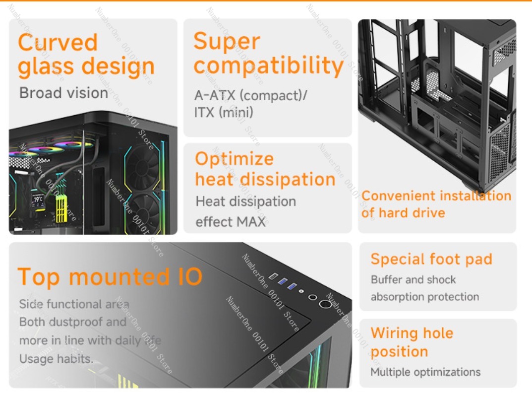 曲面強化ガラス製ゲーミングATX PCケース、ワイドボディデ - Pc Gaming Cafe のレビューと価格